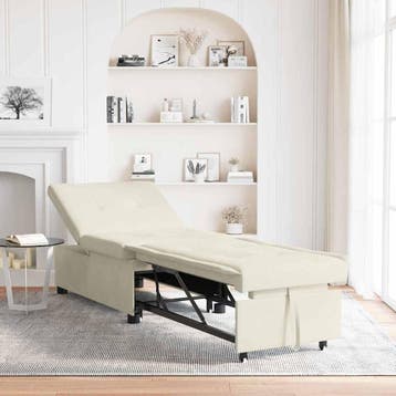 vidaXL Slaapbank / zetel Crème 194 x 67 x 82 cm Fluweel, Huis en Inrichting, Zetels | Zetels, Verzenden, Nieuw