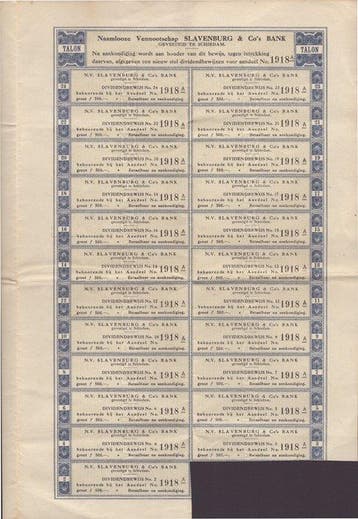 Pays-Bas. Slavenburg Bank - 500 gulden 1921 (Sans prix de
