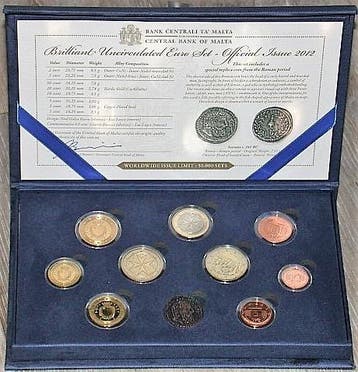 5,88 Euro,munten set 1 Cent-2 Euro + 2 Euroged 2012 Malta..., Postzegels en Munten, Munten | Europa | Euromunten, Verzenden, België