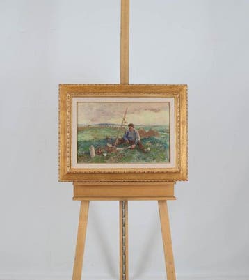 Willem Hendrik van der Nat (1864–1929) - Farmer on his land, Antiquités & Art