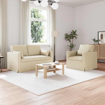vidaXL bank / zetelstel 2 st Crème Stof, Huis en Inrichting, Zetels | Zetels, Verzenden, Nieuw