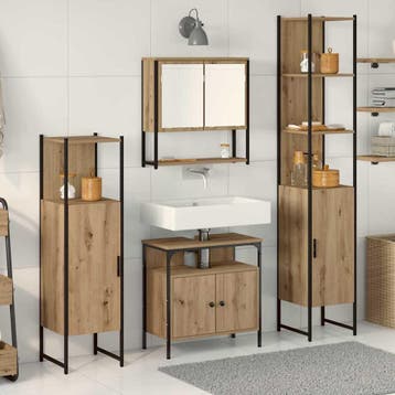 vidaXL Badkamermeubel Set 4 st Artisan Eiken 33 x 33 x 185,5, Huis en Inrichting, Badkamer | Badkamermeubels, Verzenden, Nieuw