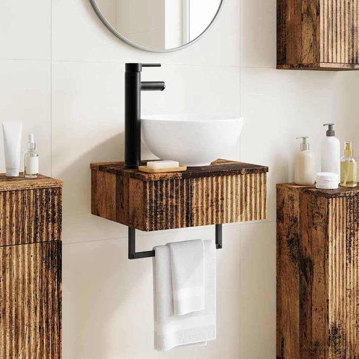 vidaXL Wandgemonteerde wastafel Oud hout 40 x 35 x 39 cm, Huis en Inrichting, Tafels | Kaptafels, Nieuw, Verzenden