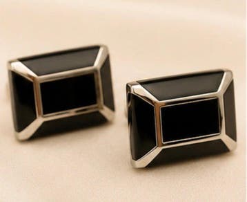 Genteel Black Obsidyan Paire de boutons de manchette, Handtassen en Accessoires