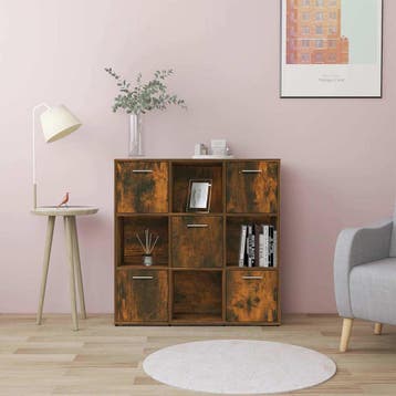 vidaXL Boekenkast 90x30x90 cm bewerkt hout gerookt, Verzenden, Nieuw