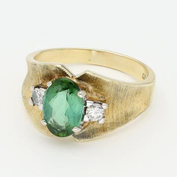 Ring - 14 karaat Geel goud Toermalijn - Diamant