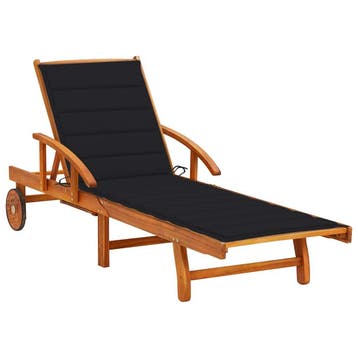 vidaXL Ligbed met kussen massief acaciahout, Tuin en Terras, Verzenden, Nieuw