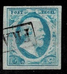 Nederland 1852 - Koning Willem III - NVPH 2024 no 1i, 2p en, Postzegels en Munten, Gestempeld