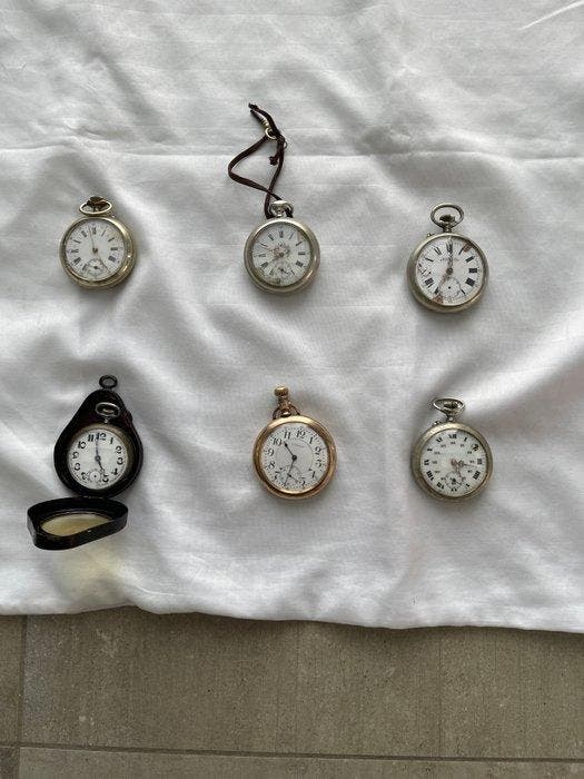 six montres à gousset pour pièces ou réparation - 1900-1949, Antiek en Kunst, Antiek | Klokken