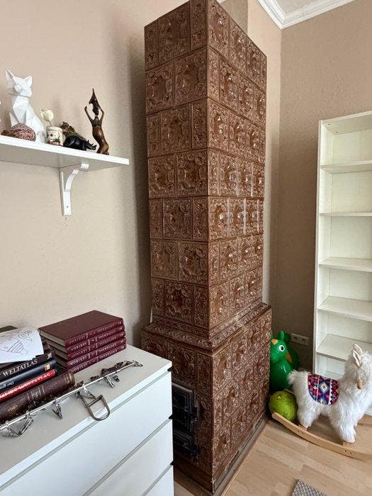 Art nouveau Céramique poêle à carreaux - 236 cm (Sans prix, Antiek en Kunst, Kunst | Designobjecten