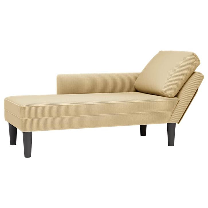 vidaXL Chaise longue met kussen corduroy stof grijsgroen, Huis en Inrichting, Zetels | Zetels en Chaises Longues, Nieuw, Verzenden