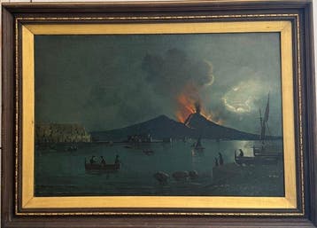 Scuola Napoletana (XIX) - Eruzione Notturna A Napoli