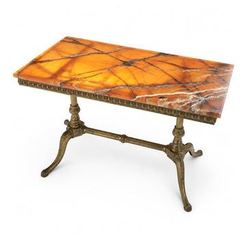 Salontafel - Onyx, Metaal - Doorschijnend oranje onyx