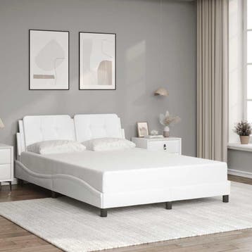 vidaXL Bedframe zonder matras Zadar kunstleer wit 140x200, Verzenden, Nieuw