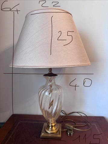 Leone Aliotti, Roma - Lampe de table - Verre, Laiton, Toile, Nieuw