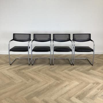 Complete Design set van 4x Vitra Visasoft Visavis, Gebruikt, Zwart, Eén