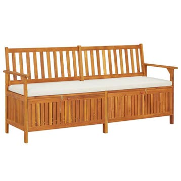 vidaXL Opbergbankje met kussen 170 cm massief acaciahout, Verzenden, Nieuw