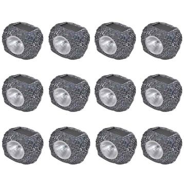 vidaXL Outdoor Spotlight solar LED 12 st steenvormig, Tuin en Terras, Verzenden, Nieuw