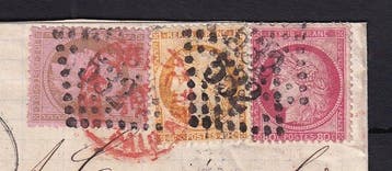 Frankrijk 1874 - Prachtige driekleurige brief voor de, Gestempeld