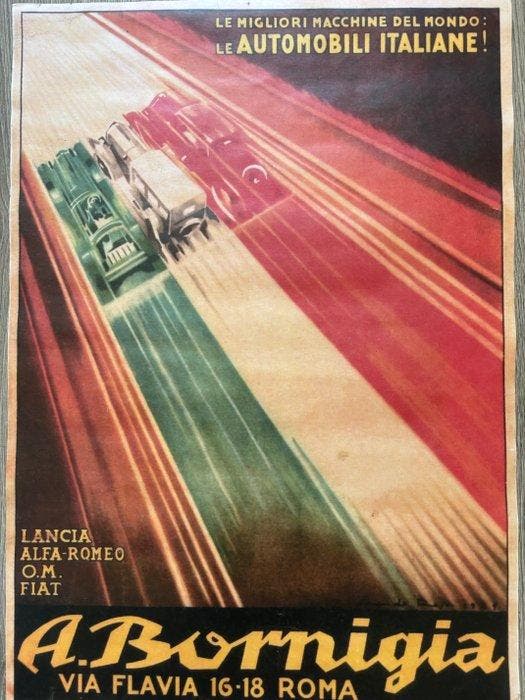 Anonymous - Automobilismo Futurista Italiano – A. Bornigia, Antiek en Kunst, Kunst | Tekeningen en Fotografie