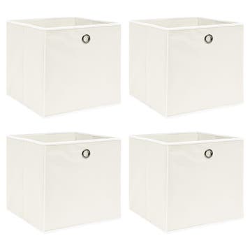 vidaXL Opbergboxen 4 st 32x32x32 cm stof wit, Verzenden