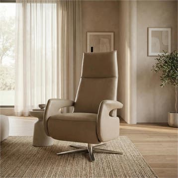 Leren relaxfauteuil Note - Granada Taupe (taupe/bruin) -, Huis en Inrichting, Nieuw, Ophalen of Verzenden, 50 tot 75 cm, Industrieel, Modern