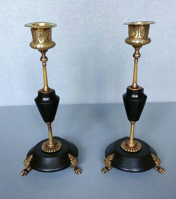 Bougeoir Tripode à pattes de lion - Epoque Napoléon III -, Antiquités & Art