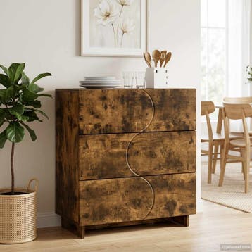 vidaXL Dressoir Gerookt eiken 70 x 38 x 75 cm Bewerkt hout, Verzenden