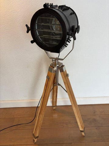 Staande lamp - Hout, Glas & metaal - Scheepslamp Vloerlamp