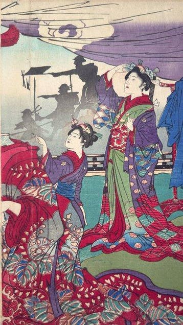 Kawanabe Kysai (1831–1889) — Bto Kawajiri Honjin no Zu, Antiek en Kunst