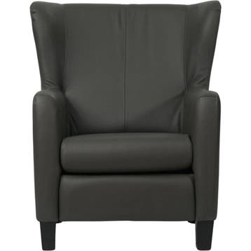 Leren fauteuil Hug - Hermes Antracite (donkergrijs) - Poten, Huis en Inrichting, Nieuw, Ophalen of Verzenden, 75 tot 100 cm, Eigentijds, Klassiek, Retro, Romantisch