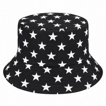 Bucket Hat Hoedje - Sterrenprint - Zwart, Nieuw