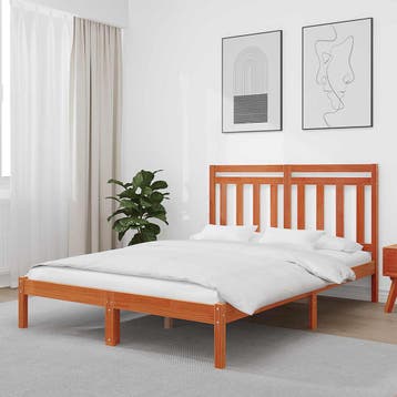 vidaXL Bedframe Wasbruin 205,5 x 145,5 x 100 cm Massief, Huis en Inrichting, Slaapkamer | Bedden, Verzenden, Nieuw