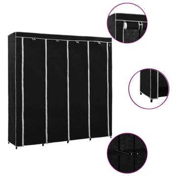 vidaXL Kledingkast met 4 vakken 175x45x170 cm zwart, Huis en Inrichting, Verzenden, Nieuw