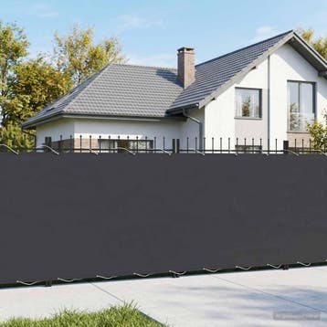 vidaXL Balkonscherm 1,8 x 15 m Stof met PU-coating Zwart, Verzenden, Nieuw