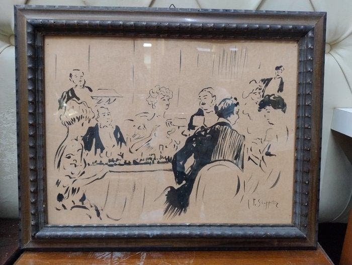 Italiaanse school (XX) - Scena di Caffè, Antiek en Kunst, Kunst | Schilderijen | Klassiek