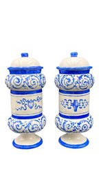 Vaas (2) - Keramiek - een paar apotheekpotjes, Antiek en Kunst