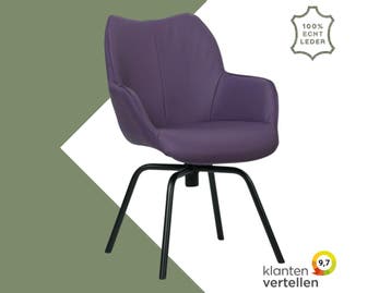 Leren draaibare eetkamerstoel Magic - Toledo Aubergine, 60 tot 90 cm, Nieuw, Leer, Ophalen of Verzenden