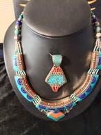 wit metaal argent - Parure - + hanger + mineraalstenen