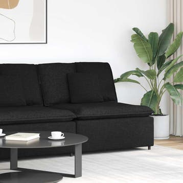 vidaXL Modulaire bank middenmodule met kussens 100 cm zwart, Verzenden, Nieuw