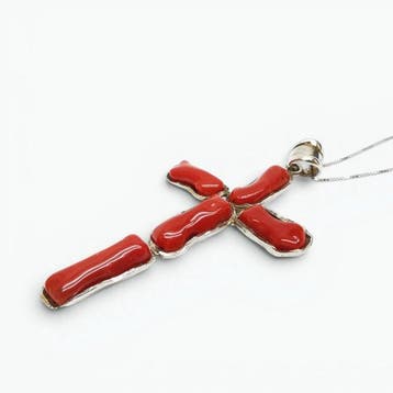Koraal - Zilver - Ketting met hanger - handgemaakt, Verzamelen