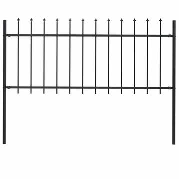 vidaXL Tuinhek Woerden met speerpunt staal 170x80 cm zwart, Verzenden, Nieuw