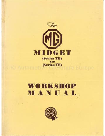 1955 MG MIDGET SERIES TD | SERIES TF WERKPLAATSHANDBOEK