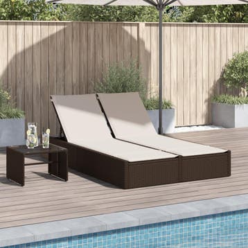 vidaXL Ligbed 2-persoons met kussens poly rattan bruin, Verzenden