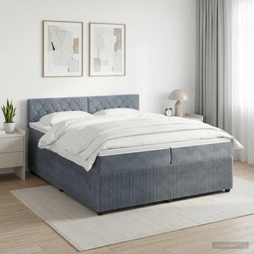 vidaXL Boxspringbed met matras Donkergrijs 200 x 200 cm, Verzenden, Nieuw