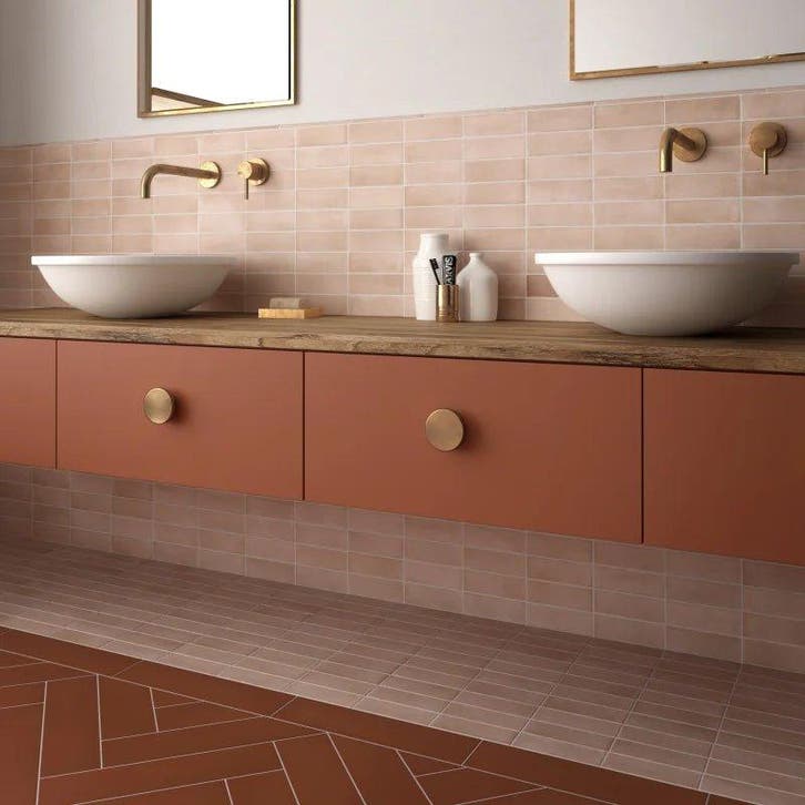 Vloertegel/Wandtegel Roze 5x15cm (Muurtegels), Doe-het-zelf en Bouw, Tegels, Minder dan 20 cm, Minder dan 20 cm, 10 m² of meer