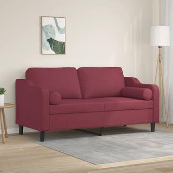 vidaXL Tweezitsbank met sierkussens 140 cm stof wijnrood, Verzenden, Nieuw