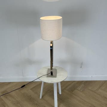 Jamiri tafellamp met lampenkap hoogte 79 cm, wit - chroom, Gebruikt