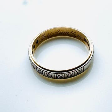 Ring - 18 karaat Geel goud, Witgoud - 0.10ct. tw. Diamant, Nieuw