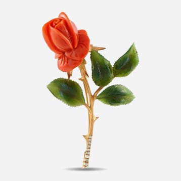 Broche - 14 carats Or jaune, EXCLUSIF Grande broche florale